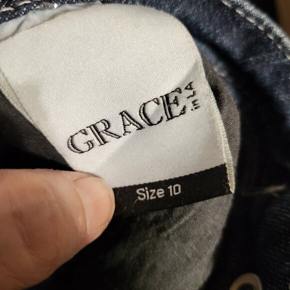 NWOT GRACE IN LA STRAIGHT LEG HIGH RISE EMBROIDERED JEANS SZ 10 - Picture 9 of 12